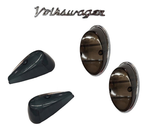 Vw Sedan 67-70 Kit Calaveras Humo Biseles Cuartos Y Emblema