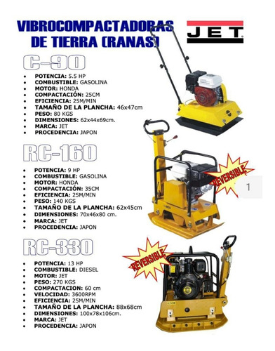 Imagen 2 de 2 de Vibrocompactadora De Tierra (rana) 9.5hp Jet