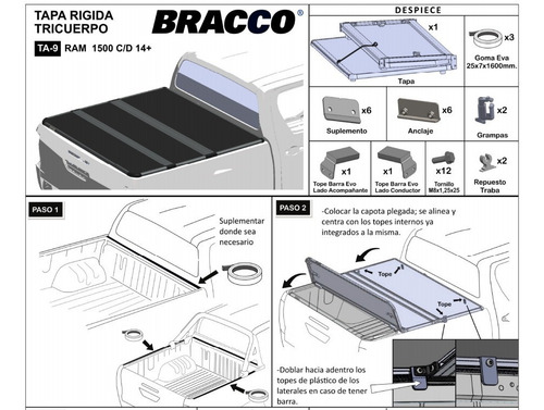Tapa Aluminio Rígida Tricuerpo Ram 1500 2014-2024 - Bracco