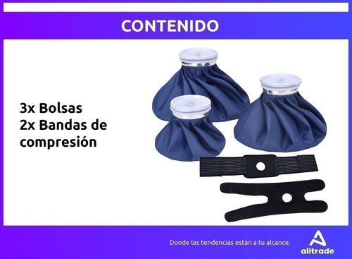 Imagen 8 de 10 de Set 3 Bolsas Hielo Frio Calor Kinesiologia + Fajas Alitrade