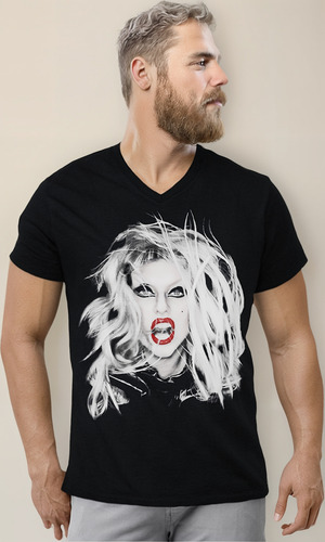 Lady Gaga Born This Way Face Playera Cuello En V Chromatica