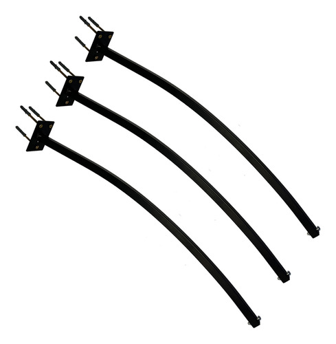 Kit 3 Suporte Braço Para Refletor Led Comum Curvado 1,20m Cor Preto