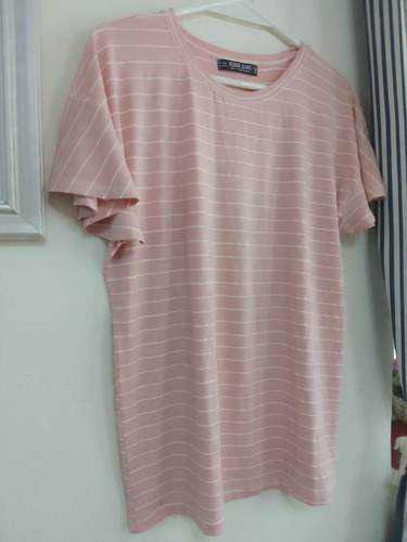 Remera Mujer Peuque Jeans Talle 44, Rosa Rayas