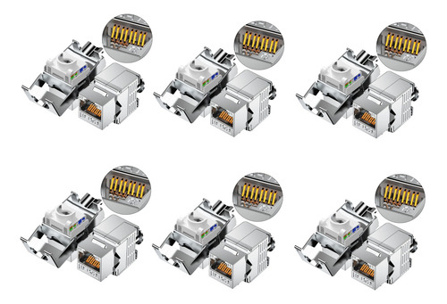 Jack Cat 6 Ftp Hembra Blindado Giga Pack X 6u Toolless