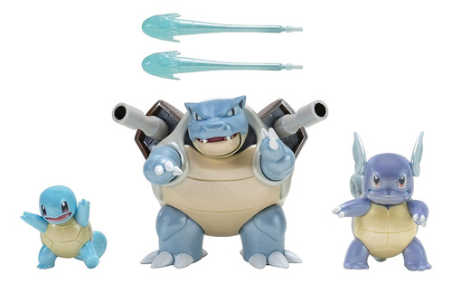 3 Figuras De Acción Pokémon Squirtle, Wartortle Y Blastoise