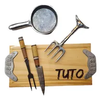 Comprar Kit Parrilla Tabla Madera Asado 40x20 Garra  Laser Empresa