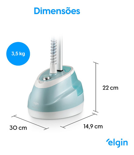 Passadeira De Roupa A Vapor Vertical Elgin Steamer 110v Branco E Azul