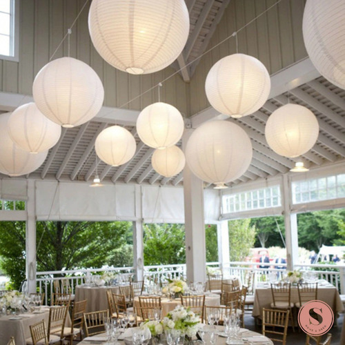 Imagen 7 de 10 de Pantalla De Papel Lampara Globo Decoración Hogar Y Eventos