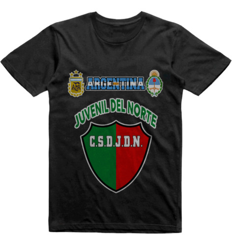 Remera Algodon Negra Club Juvenil Norte Gualeguaychu