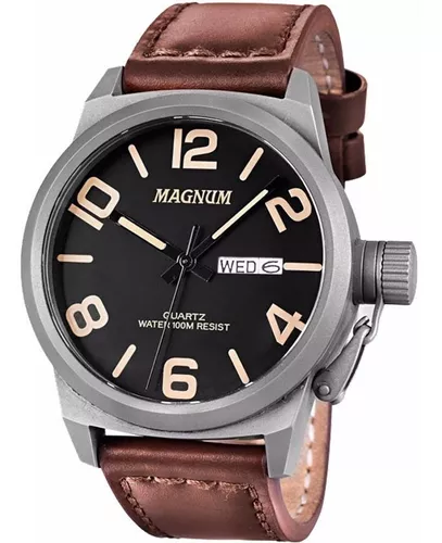 Relógio Magnum Masculino Sports MA33406P Pulseira de Couro