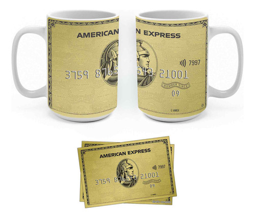 Taza Grande De 450ml Amex Dorada Acabado Mate Lujosa