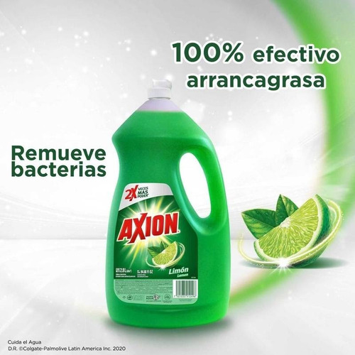 Detergente Lavatrastes Axion Limón Líquido 2800ml En Botella