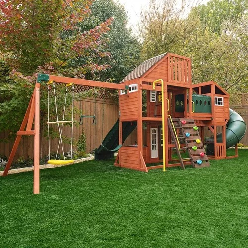 Casa De Madera Para Jardín Modular Resbaladilla Tobogán