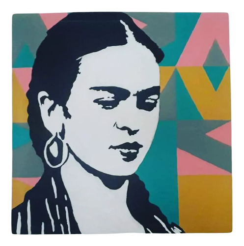 Cuadro Decorativo Pintura Frida Kahlo Geométrico 60x60cms.