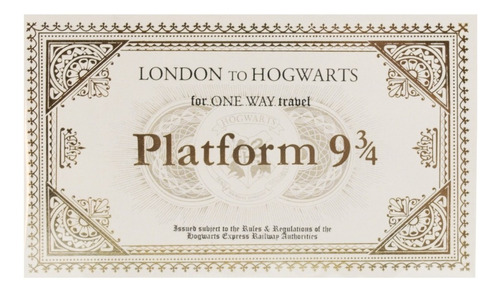 Boleto - Plataforma 9 3/4 A Hogwarts - Harry Potter