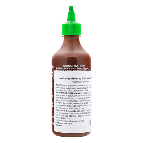 Imagem 4 de 4 de Molho Pimenta Tailandês Sriracha Sem Glúten 793ml Usa