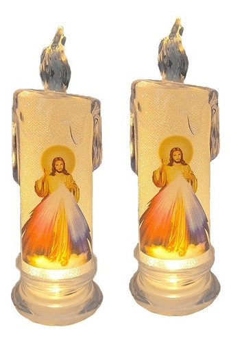 Luz Nocturna Con Forma De Vela Led De Simulación Jesus Usb,