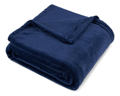 Frazada Manta Plush Flannel 240 X 190cm Térmica Ultra A Soft Azul Oscuro Liso