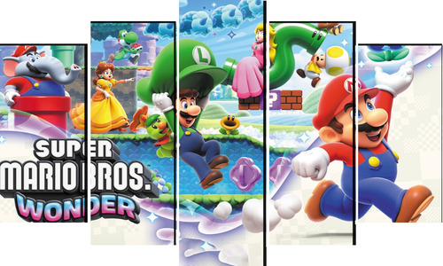 Cuadro Decorativo 5 Pieza Videojuego Super Mario Bros Wonder