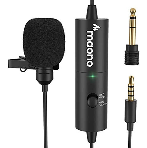 Maono Au-100r Micrófono Corbatero Recargable + Adaptador Color Lavalier microphone with Rechargeable