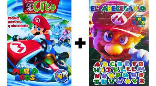 Rompecabezas + Cartilla Educativa Para Colorear Mario Bros