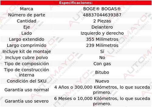 Juego 2 Amortiguadores Del Boge® Ram 1500 Rwd V8 5.7l 03-09
