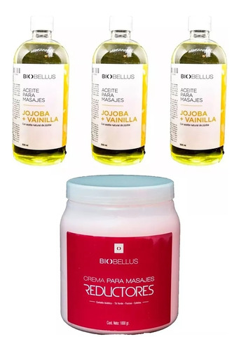 3 Aceite Vainilla 500ml + Crema Reductores 1kg - Biobellus