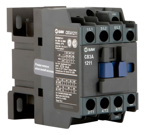 Contactor Tripolar 1hp Baw 5,5kw 12a 220vca Motor Pileta