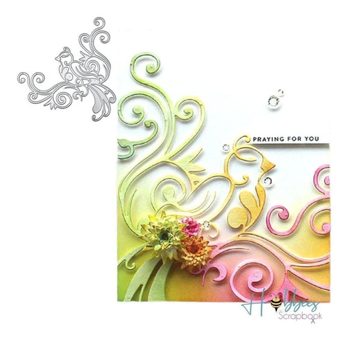 Suaje Ave Liston Flor Rama Decorado Papel Troquel Scrapbook