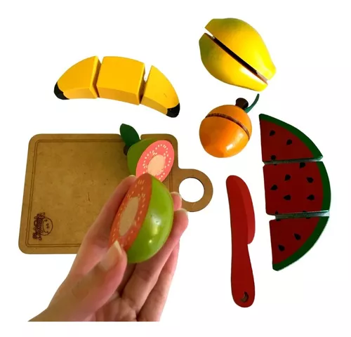 Comida de cozinha frutas e legumes cortando brinquedo educativo de