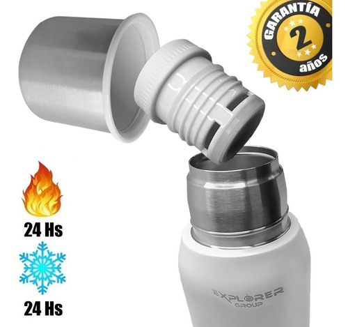 Imagen 4 de 10 de Termo Acero Inoxidable Explorer 750 Ml Pico Cebador Blanco