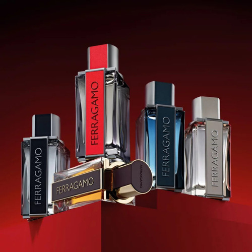 Set Salvatore Ferragamo Red Leather 3pcs Para Caballero
