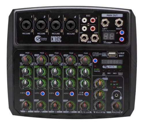 Mesa De Som Mixer Custom Sound 6c Usb Bluetooth Cmx 6c Bk