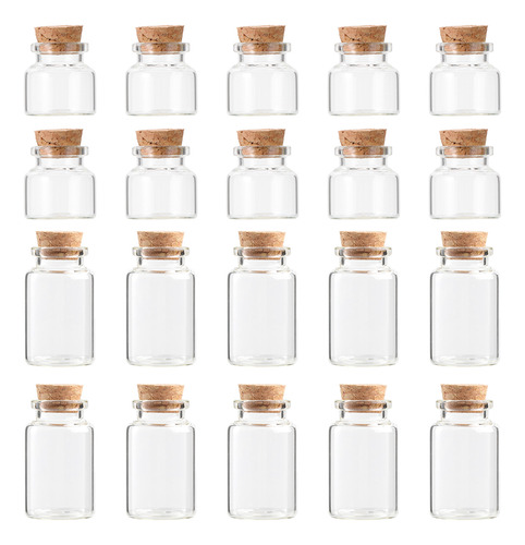 Minibotellas De Vidrio De Corcho Para Regalo, 20 Unidades
