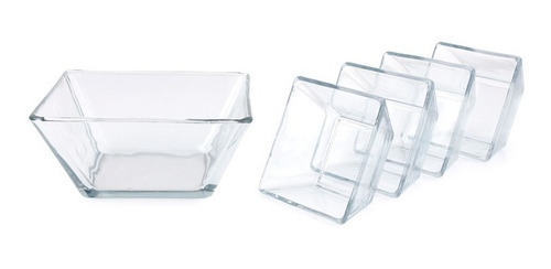 5 Plato Tazón Cuadrado Sopero Vidrio 14 Cm X 6.3 Cm Crisa