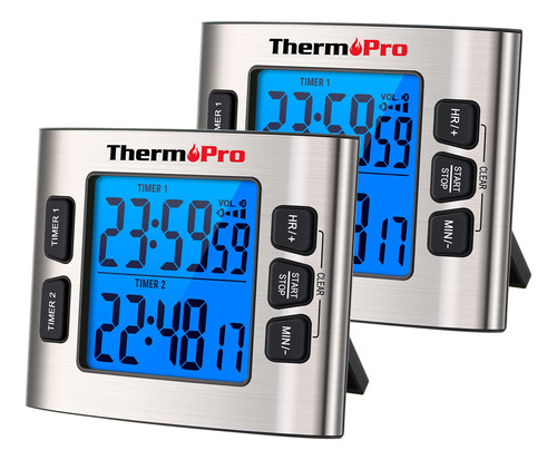 Thermopro Tm02 - Temporizador Digital De Cocina Con Doble Cu