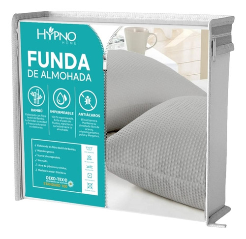 Funda De Almohadas Impermeable 50x70cm De Bambu X2 Unids Gr.