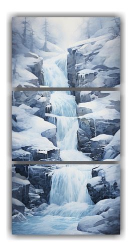 45x90cm Cuadro Decorativo Cascada Congelada En Tonos Amarill