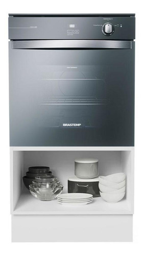Mueble Para Horno Y Microondas Madesa Lux Sin Encimera Color Blanco/Negro