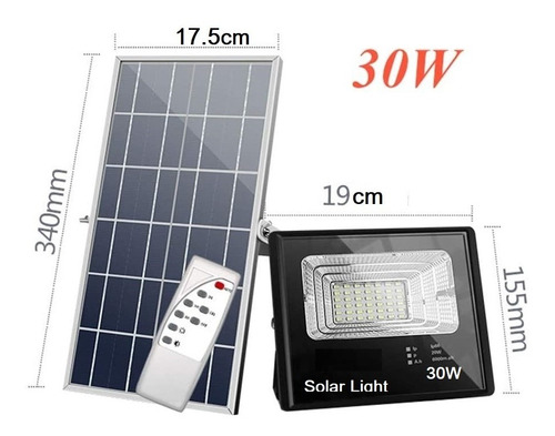 Reflector Solar Led 30w Con Panel Solar Y Control Remoto