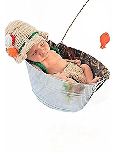 Pinbo Baby Photography Prop Crochet Fishing Pescador Y Fish 