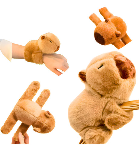 Capivara De Braço Pulseira Brinquedo Pelúcia Capibara Filó Cor Marrom 1
