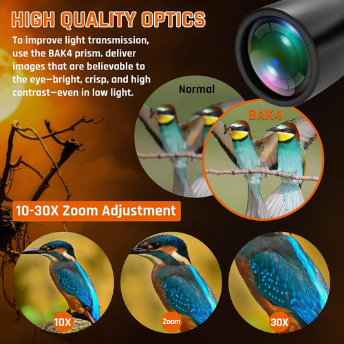 10-30x50 Zoom Binoculars For Adults, High Powered Military B