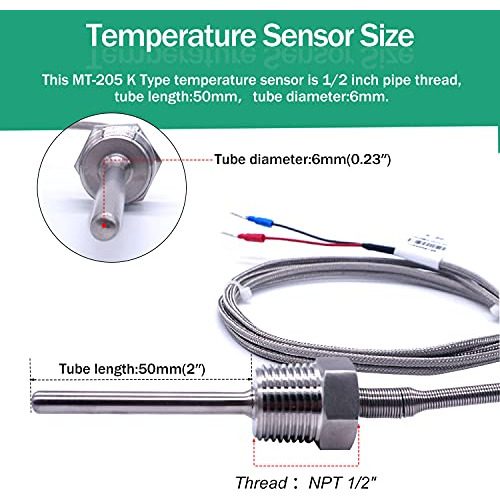Sensor De Temperatura De Rosca De 1/2 Npt (6x50mm) Con...