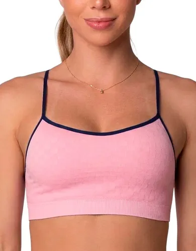 Top Selene Com Bojo Removível Fitness Sem Costura Alça Fina Rosa Liso M - 38 A 40