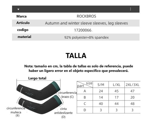 Mangas Deportivas Cálidas De Polar Uv Rockbros Xt066