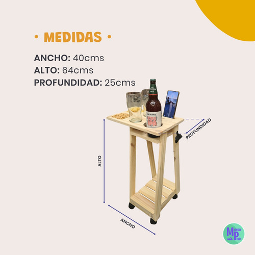 Imagen 2 de 5 de Mesa Cervecera Fernetera Con Ruedas Y Destapador Mundopino