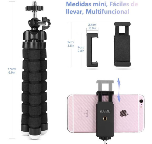 Imagen 5 de 8 de Trípode Para Celular Cámara Tripie Flexible Control Remote