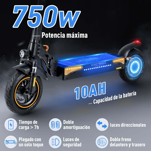 Scooter Eléctrico Plegable 750w 40-45km/h 10ah Autonomía 30-