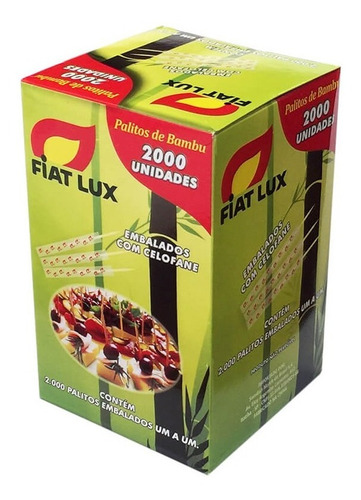 Palitos De Bambu Fiat Lux Embalado Celofane Caixa Com 2000un
